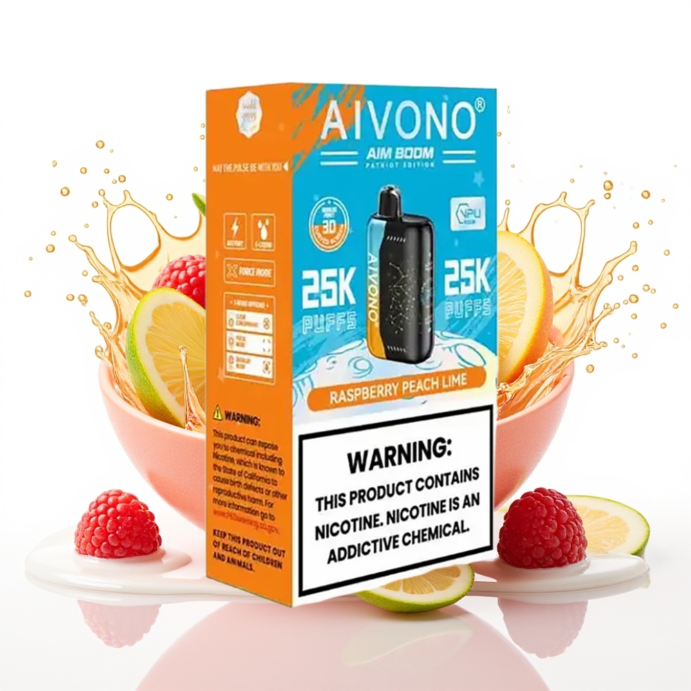 Aivono Aim Boom 25000 Puffs 28ml 650mAh Enkratni Vape Malina Breskev Limeta