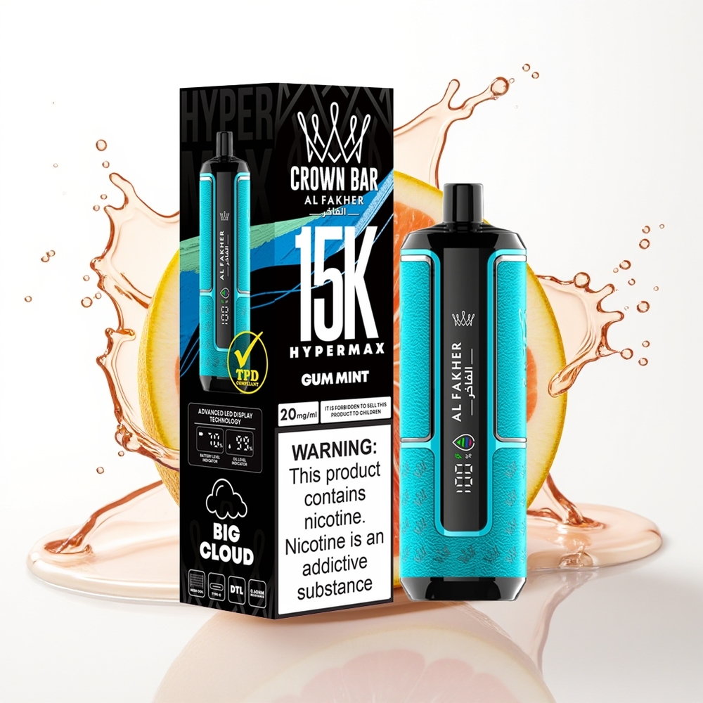 Al Fakher Crown Bar 15K Hypermax Enkratna Vape Gum Mint 22ml 600mAh