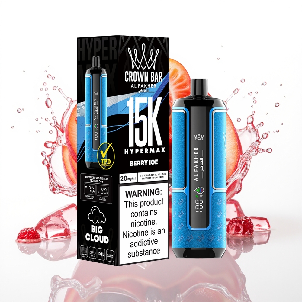 Al Fakher Crown Bar 15K Hypermax Enkratna Vape Naprava Jagoda Led 22ml 600mAh