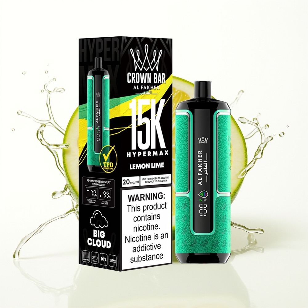 Al Fakher Crown Bar 15K Hypermax Enkratna Vape Naprava Limeta Limona 22ml 600mAh