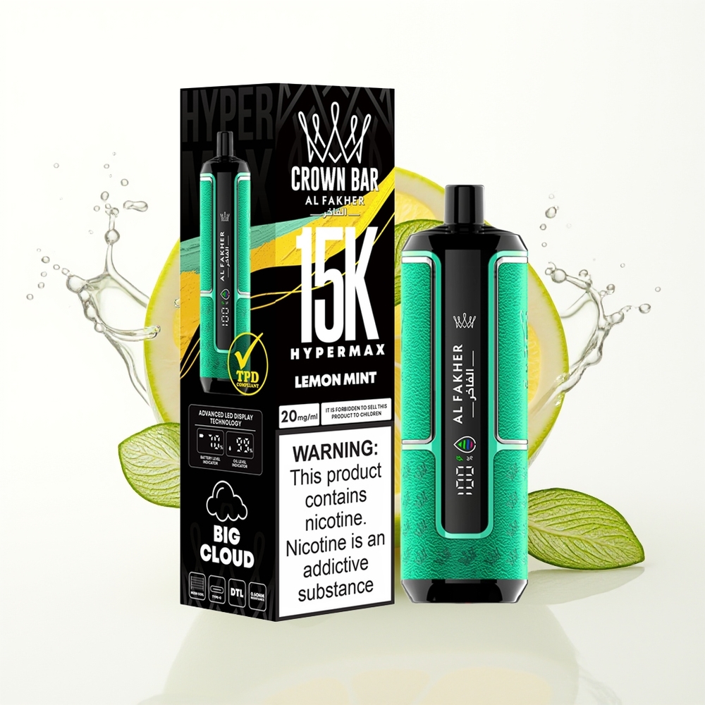 Al Fakher Crown Bar 15K Hypermax Enkratna Vape Naprava Limeta Meta 22ml 600mAh