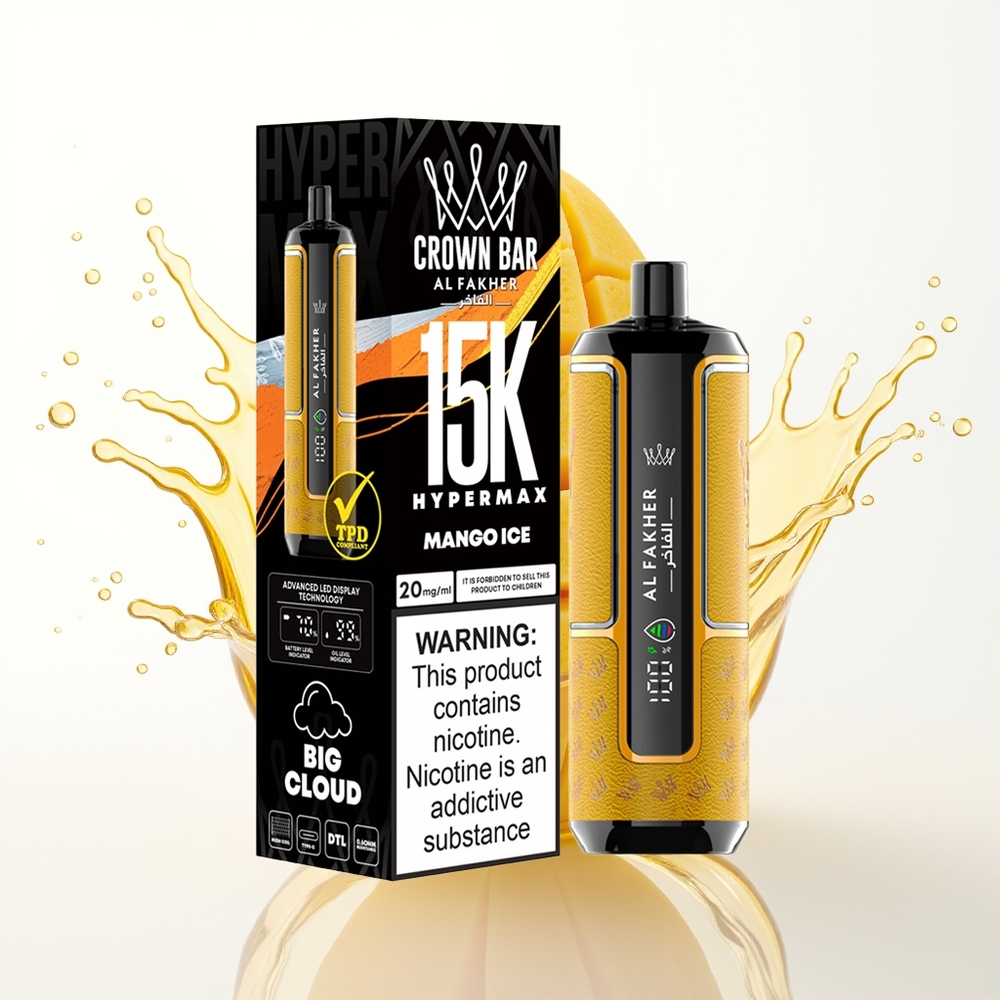 Al Fakher Crown Bar 15K Hypermax Enkratna Vape Naprava Mangov Led 22ml 600mAh
