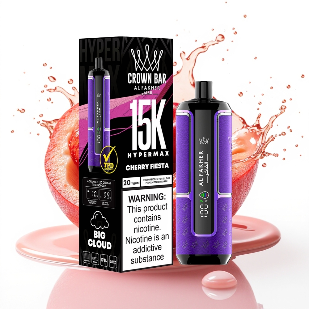 Al Fakher Crown Bar 15K Hypermax Enkratna Vape Naprava Češnjevi Praznik 22ml 600mAh