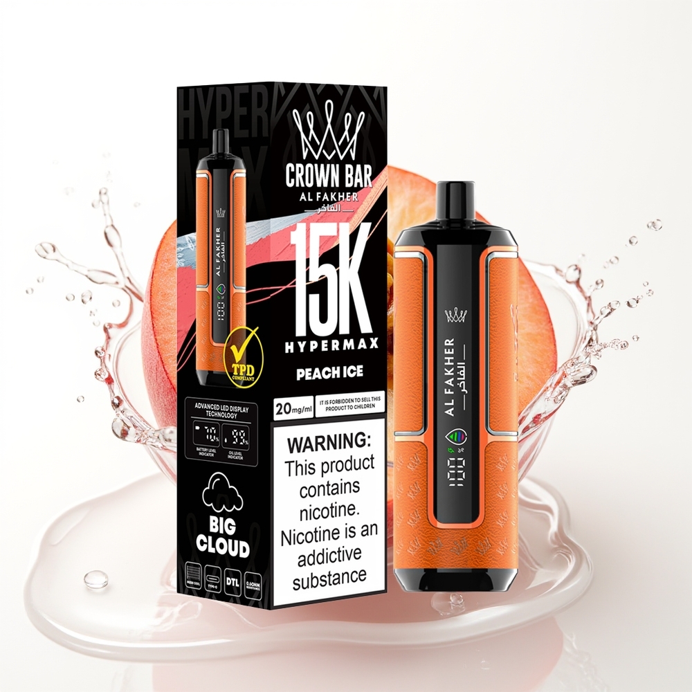 Al Fakher Crown Bar 15K Hypermax Prehodni Vape Peach Led