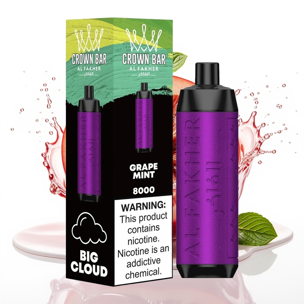 Al Fakher Crown Bar 8000 Crystal Enkratna Vape Grozdje Meta 18ml 8000 Puffs