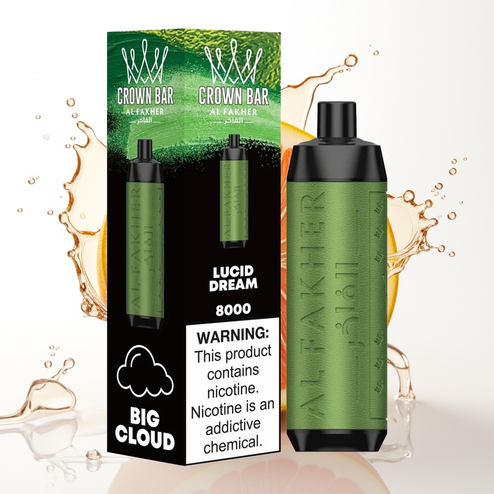 Al Fakher Crown Bar 8000 Crystal Enkratna Vape Lucidno Sanjanje 18ml USB-C