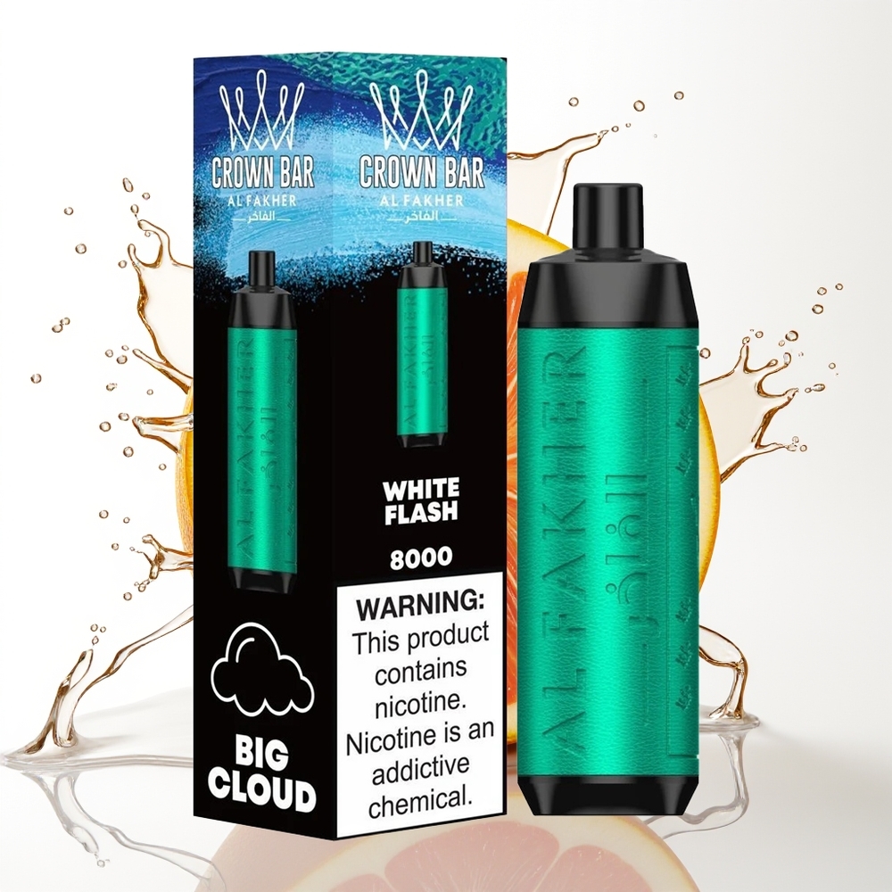 Al Fakher Crown Bar 8000 Crystal Enkratni Vape Beli Blisk 18ml 8000 Puffov
