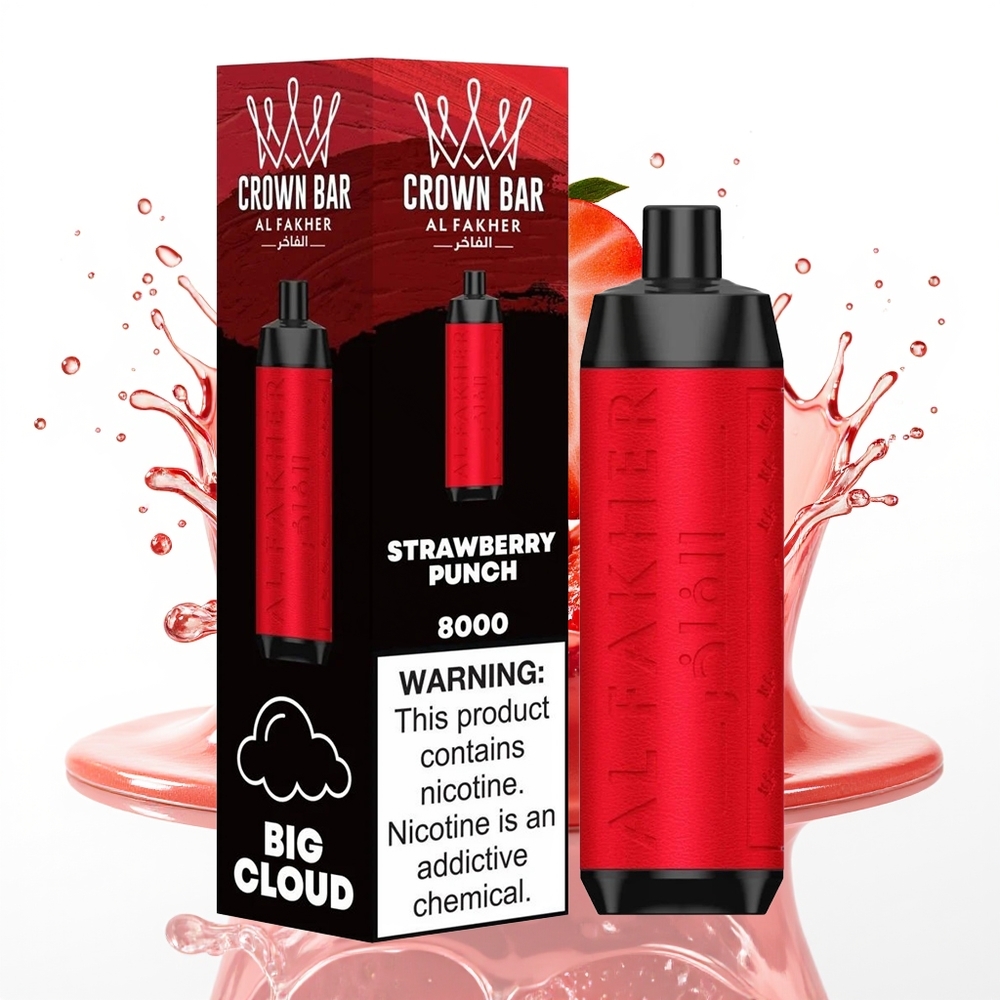 Al Fakher Crown Bar 8000 Crystal Enkratni Vape Jagodni Punch 18ml 8000 Puffs