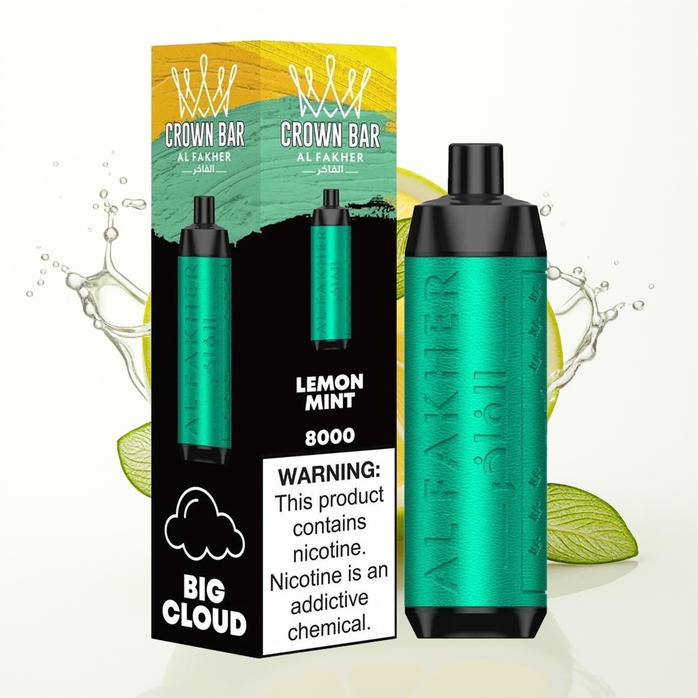 Al Fakher Crown Bar 8000 Crystal Enkratni Vape Limeta Meta 18ml 8000 Pufov