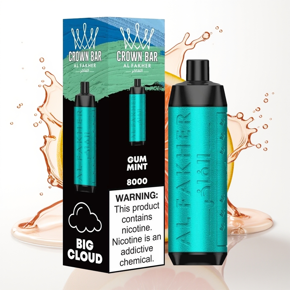 Al Fakher Crown Bar 8000 Crystal Enkratni Vape Žvečilna Meta 18ml 8000 Pufov