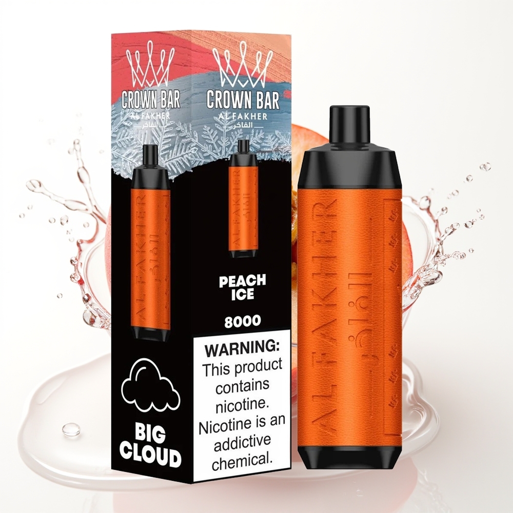 Al Fakher Crown Bar 8000 Crystal Enoraztežna E-pipica Breskev Led 18ml 8000 Puffov