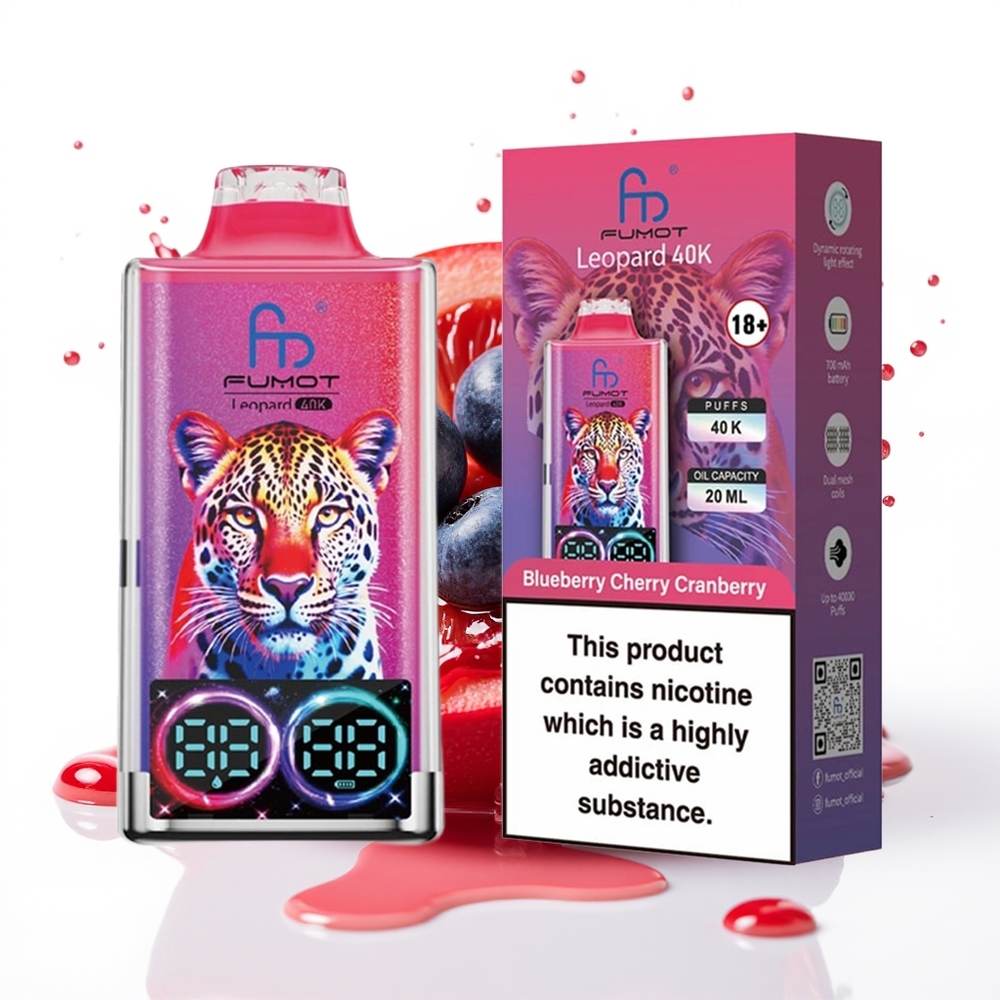 Fumot Leopard 40K Puffs 5% Nicotine Dual Mesh Borovnica Češnja Enkratni Vape