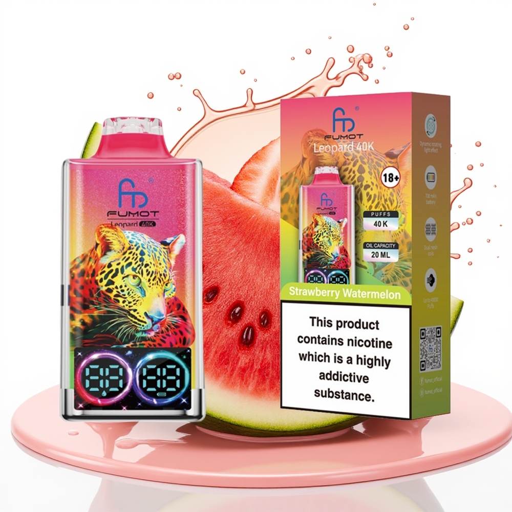 Fumot Leopard 40K Puffs Enkratna Vape Jagoda Lubenica Dual Mesh 5% Nicotine
