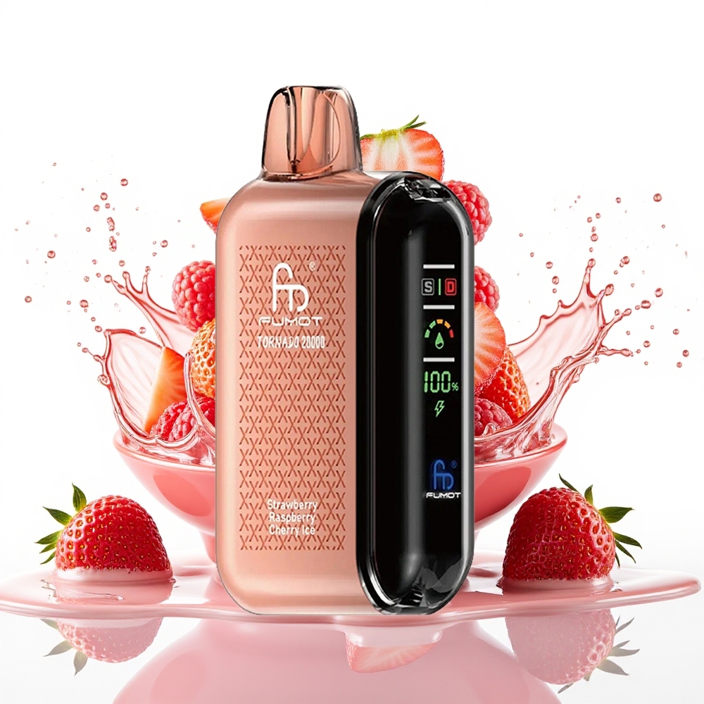 Fumot Tornado 20000 Puff Dual Mesh Smart Display Jagoda Malina Češnja Led