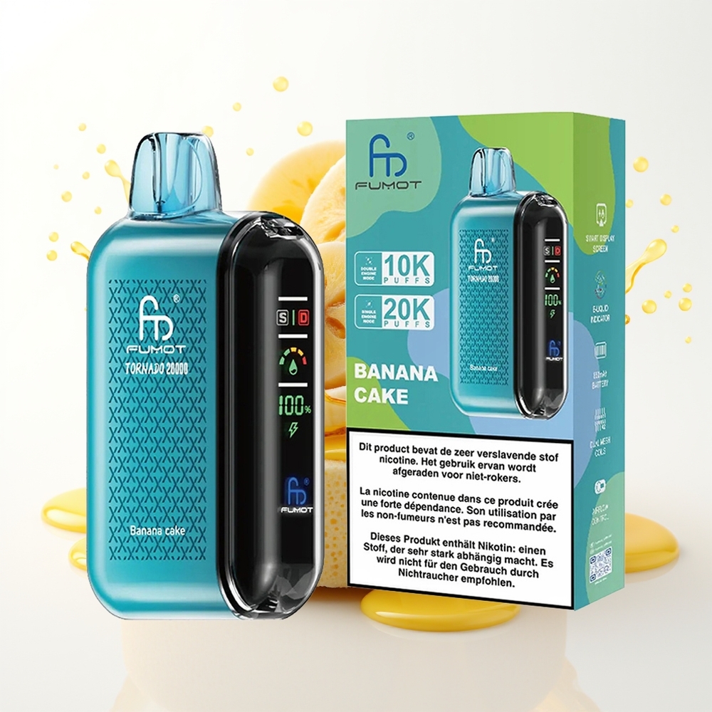 Fumot Tornado 20000 Puffs Dual Mesh Smart Banana Tortna