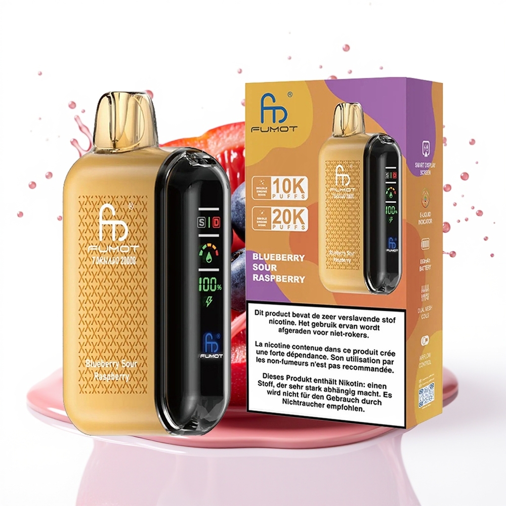 Fumot Tornado 20000 Puffs Dual Mesh Smart Display Borovnica Kisla Malina