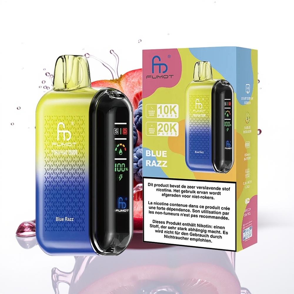 Fumot Tornado 20000 Puffs Dual Mesh Smart Display Modra Malina
