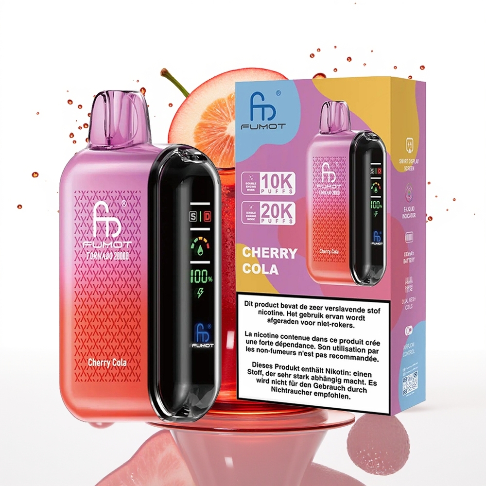 Fumot Tornado 20000 Puffs Dual Mesh Smart Display Češnjeva Kola