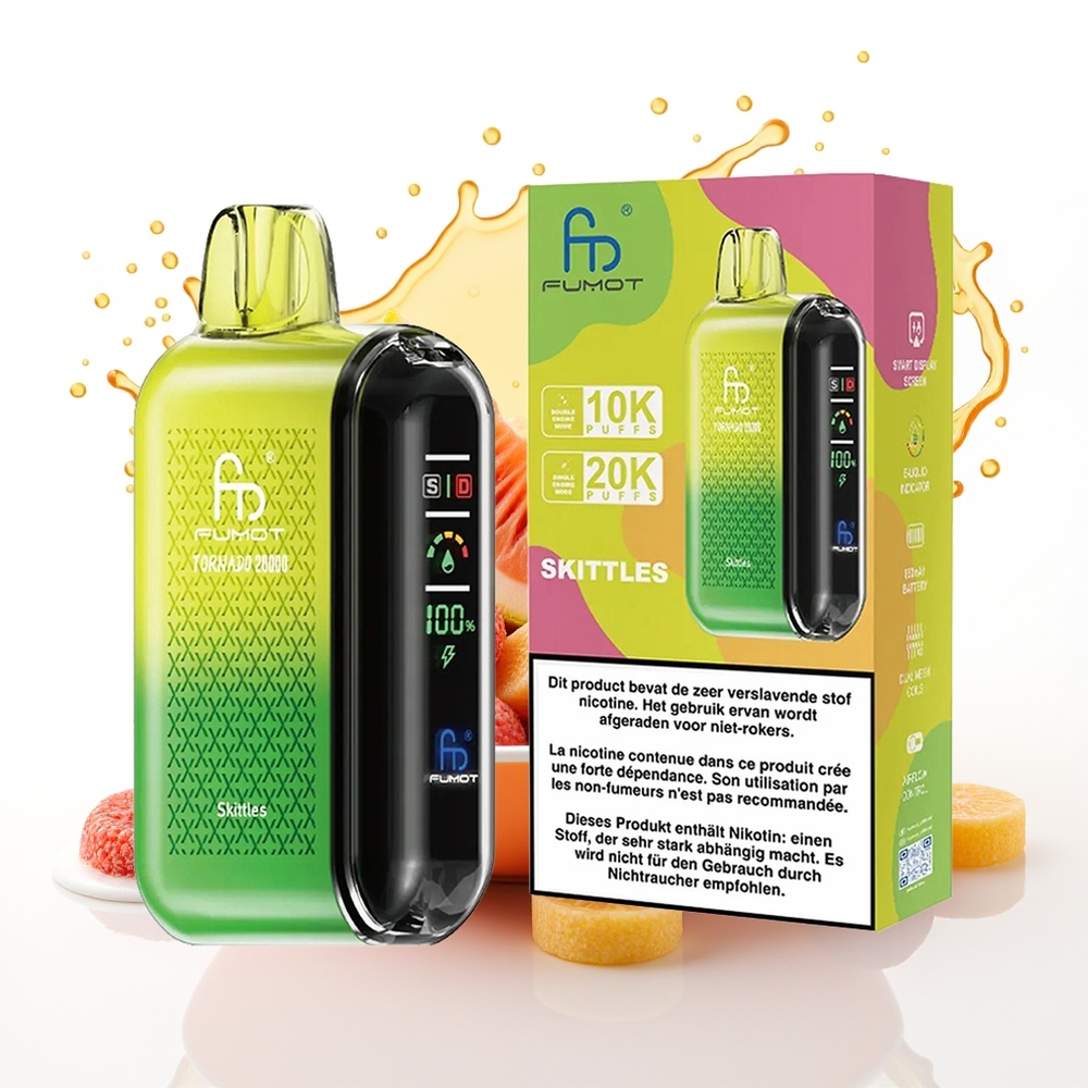 Fumot Tornado 20000 Pufov Dual Mesh Coil Smart Display Skittleji