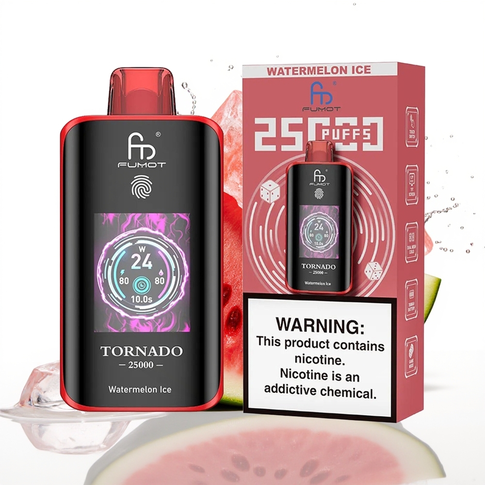 Fumot Tornado 25000 Puffs 20ml 700mAh Lubenica Led Enkratni Vape