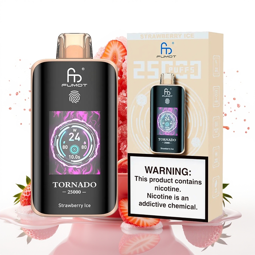 Fumot Tornado 25000 Puffs 700mAh 20ml Jagoda Led Enkratni Vape