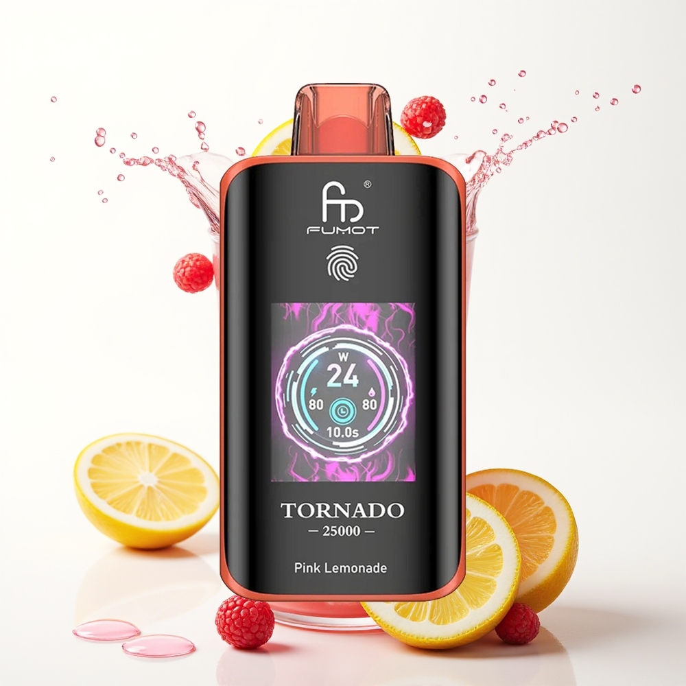 Fumot Tornado 25000 Puffs 700mAh Rožnati Limonadni Napoj Rechargeable