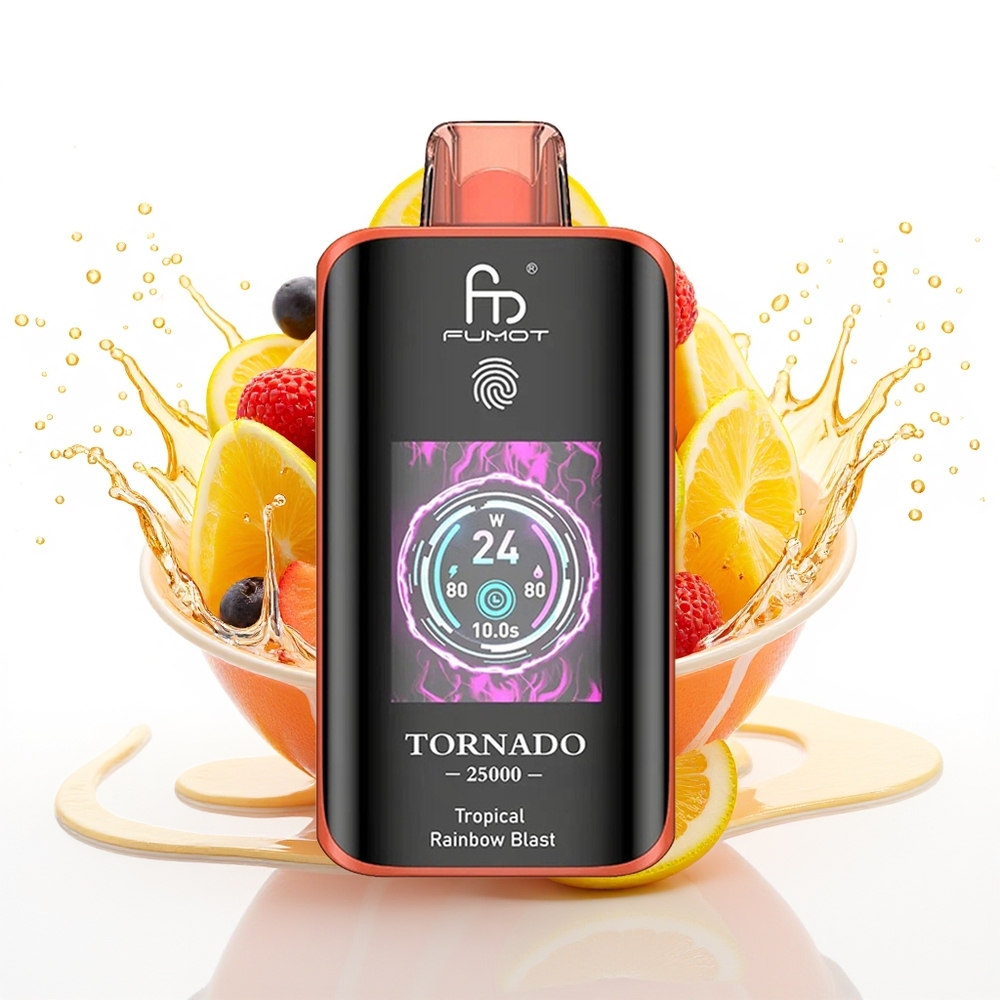 Fumot Tornado 25000 Puffs HD Ekran Type-C Tropska Mavrična Eksplozija