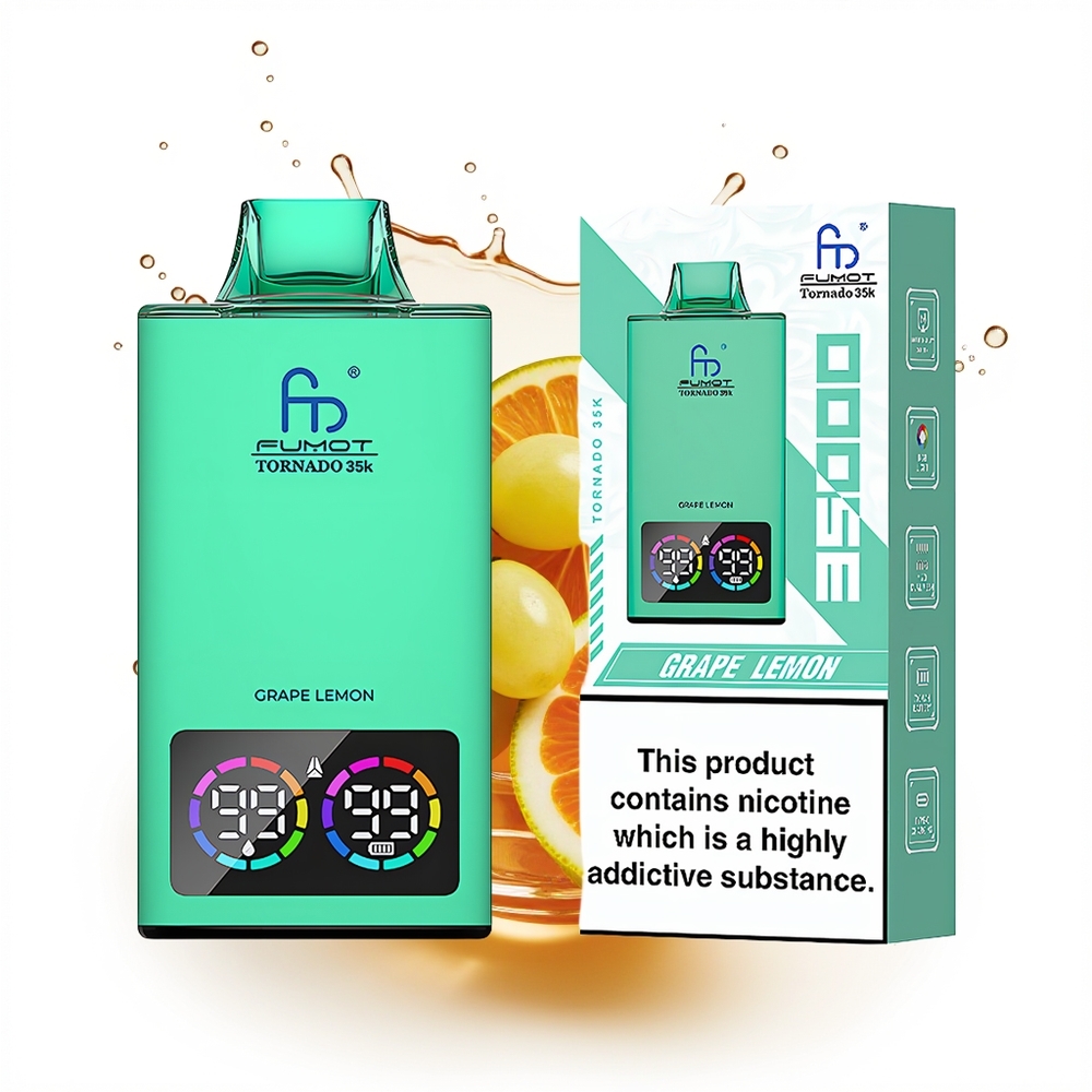 Fumot Tornado 35000 Enkratni Vape Grozdje Limona z Dual Mesh Coil in 700 MAH Battery