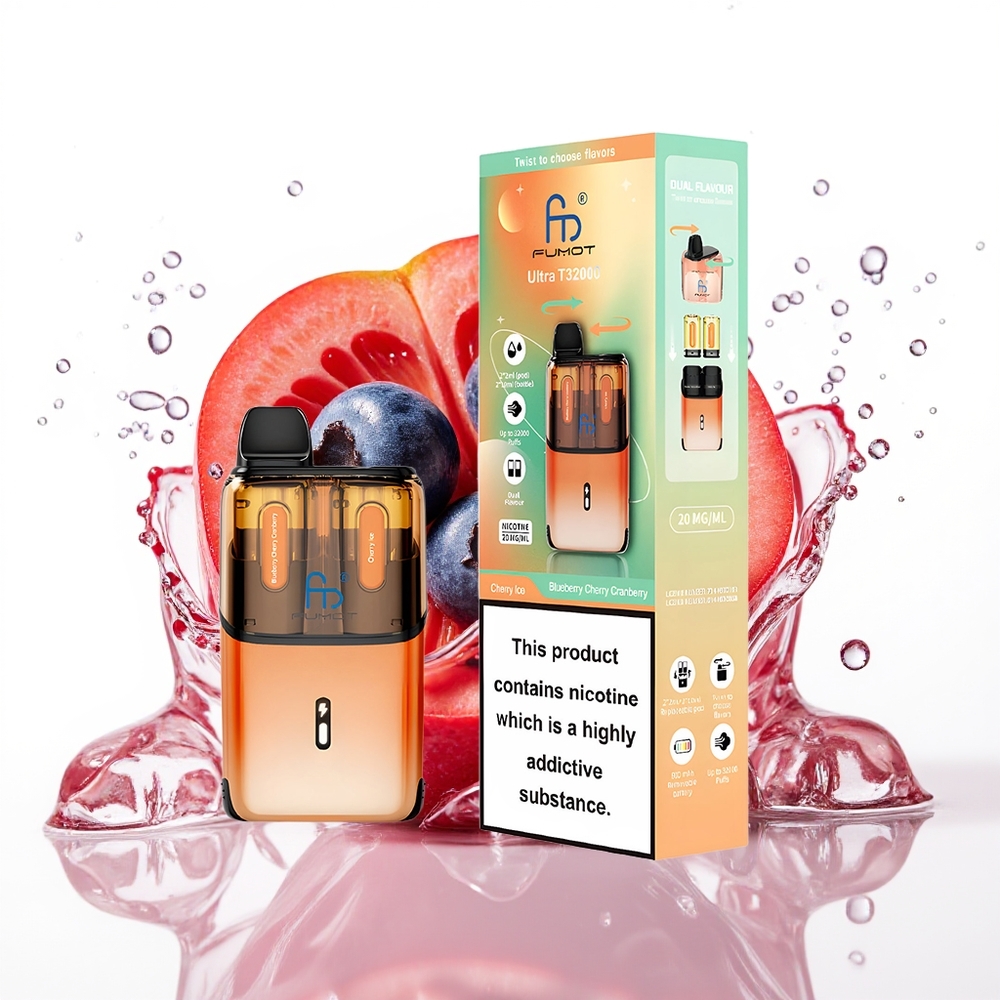 Fumot Ultra T32000 32000 Puffov 24ml E-Tekočina Enkratni Vape Borovnica Češnja Brusnica - Češnjev Led