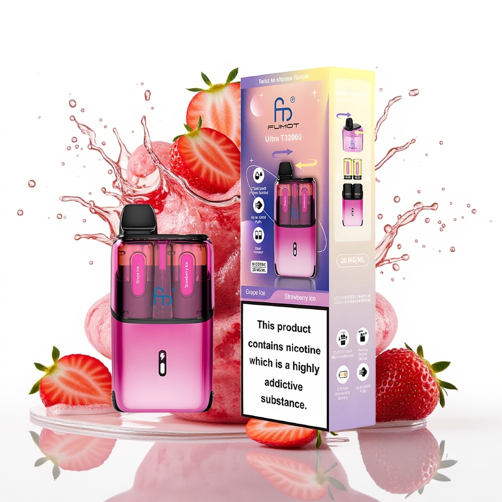 Fumot Ultra T32000 Enkratna Vape Grozdji Led - Jagodni Led z 32000 Puffi in 24ml