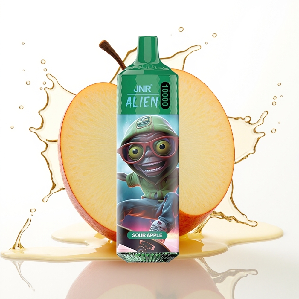 JNR Alien 10000 Puffs 850mAh Tipka LED Kislo Jabolko