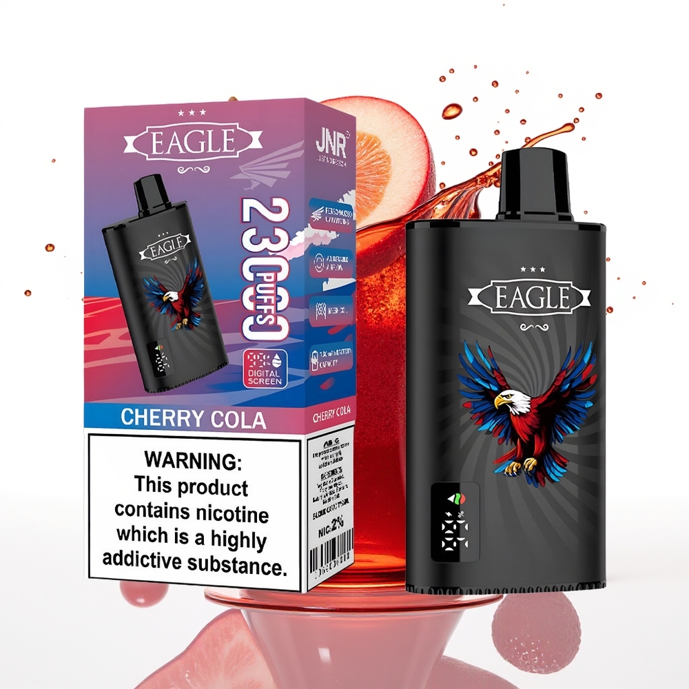 JNR EAGLE Smart 23000 Puffs Češnjeva Kola z Digitalnim Zaslonom in 25ml e-Liquid