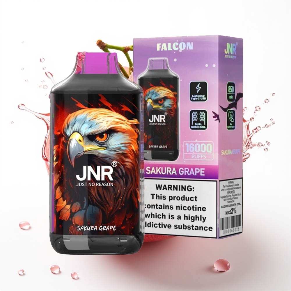 JNR Falcon 16000 Puffs 850mAh 22ml Enkratni Vape Sakura Grozdje