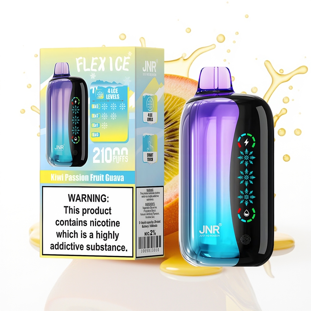 JNR Flex Ice 21000 Puhov Zgoščevalnik Vape Kiwi Pasijonka Guava Prilagodljiv Zrak 1.2 Ohm Dual Mesh