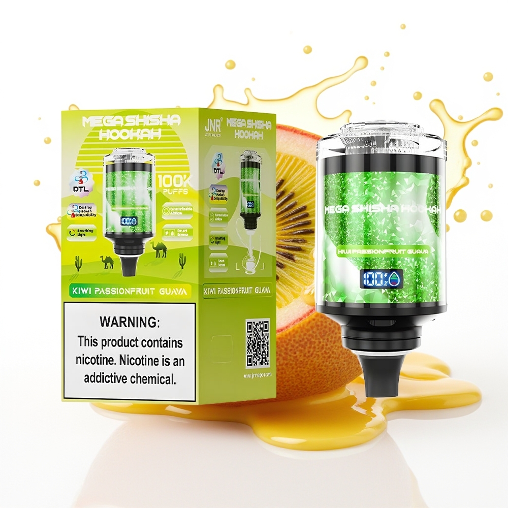 JNR Mega Shisha Hookah 100K 2200mAh Interaktivni Kiwi Pasijonka Gvava