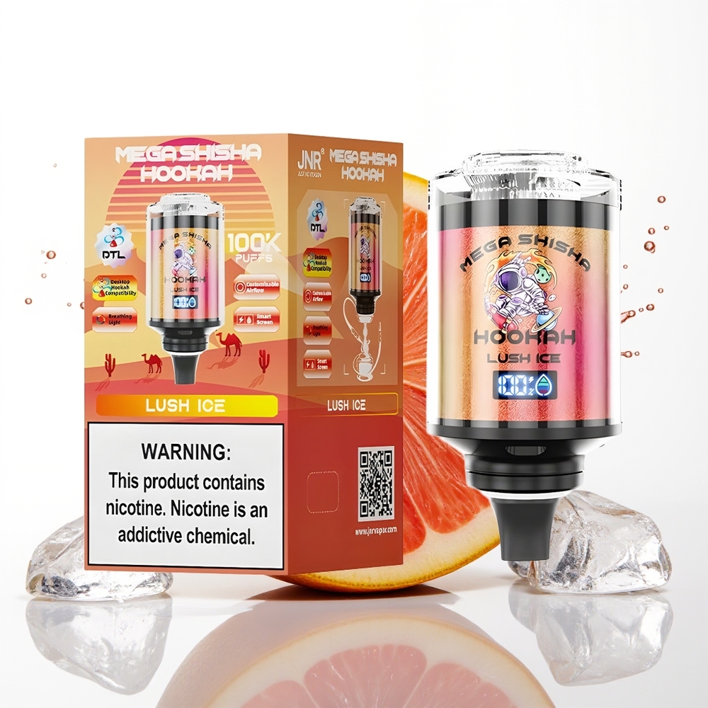 JNR Mega Shisha Hookah 100K 2200mAh Nastavljiv Pretok Lush Led Sl