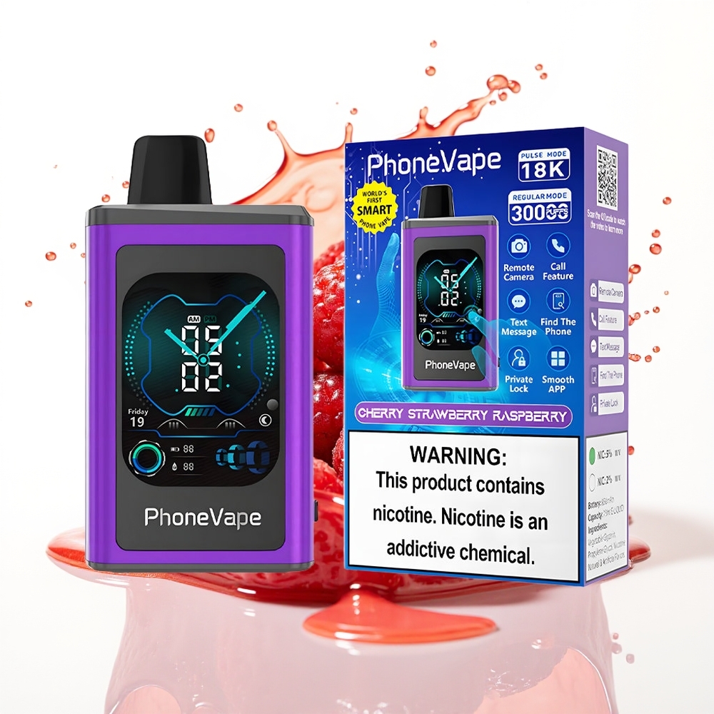 JNR PhoneVape 30000 puffs Enkratni Vape Češnja Jagoda Malina Turbo Mode Adjustable Airflow