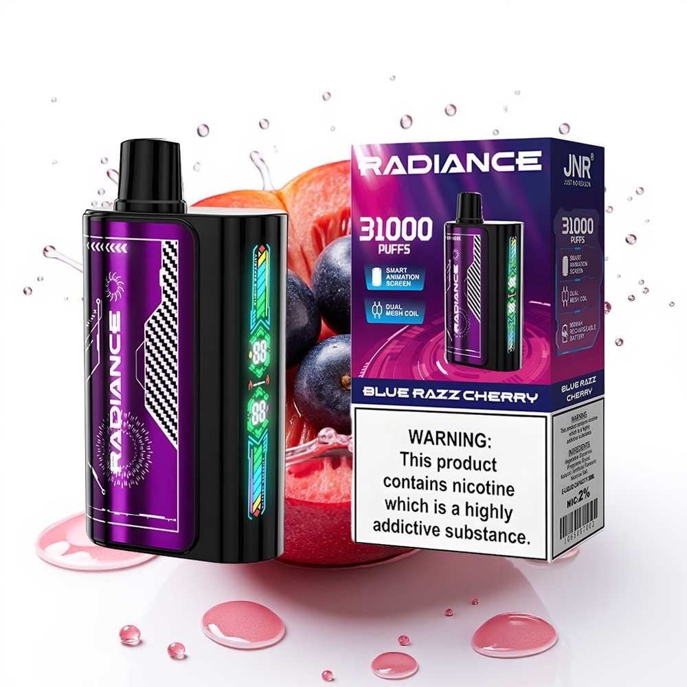 JNR Radiance 31000 Puffs 28ml Dual Mesh E-likvidna Modra Malina Češnja