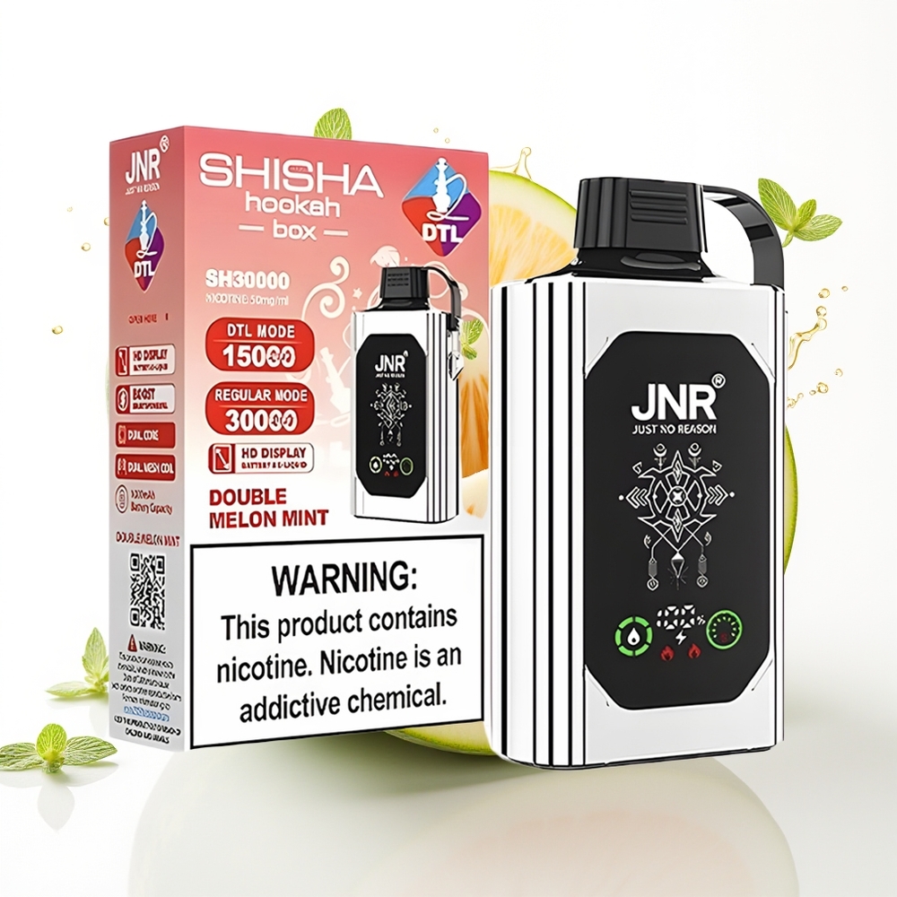 JNR Shisha Hookah Box 20500 Puffs Dvojni Melon Meta HD Display 25ml