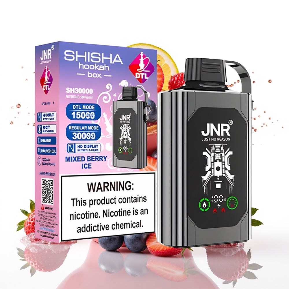 JNR Shisha Hookah Box 20500 Puffs Mehanski Jagodi Led Dual Mesh Coil Type-C