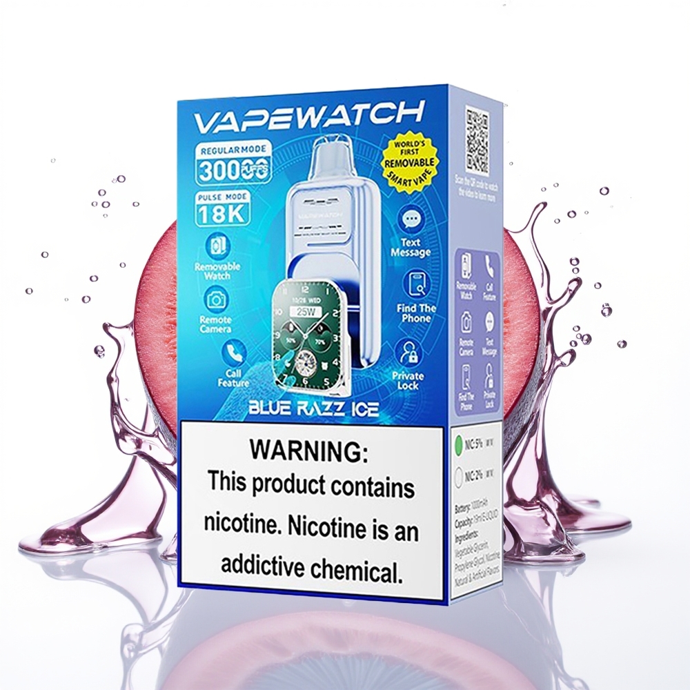 JNR VapeWatch 30000 Puffs 1000mAh 19mL Modra Malina Led Enkratni Vape