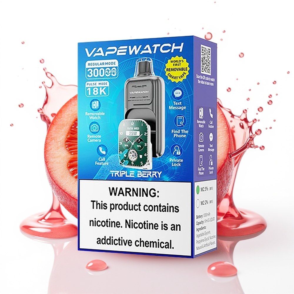JNR VapeWatch 30000 Puffs Trojne Jagode 1000mAh Type-C Hitri Polnilec