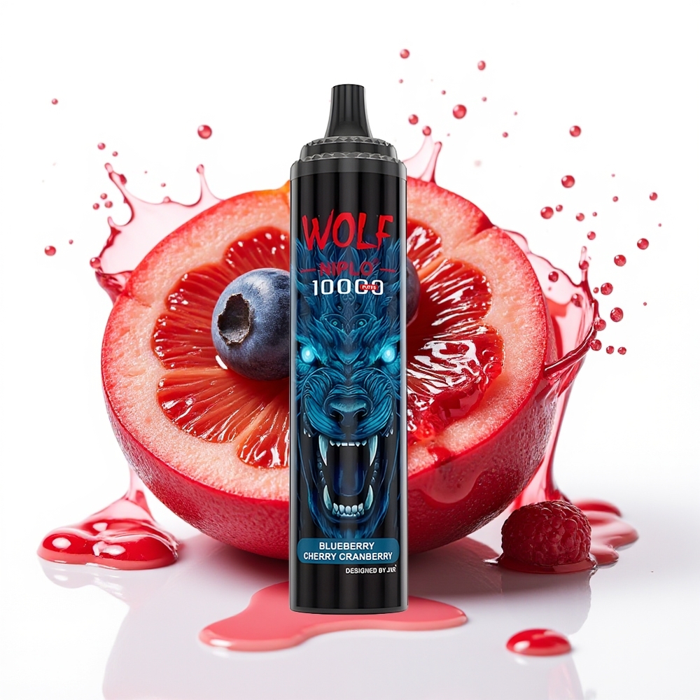 JNR Wolf Niplo 10000 Puffs 20ml 5% Enkratni Vape Borovnica Češnja Brusnica