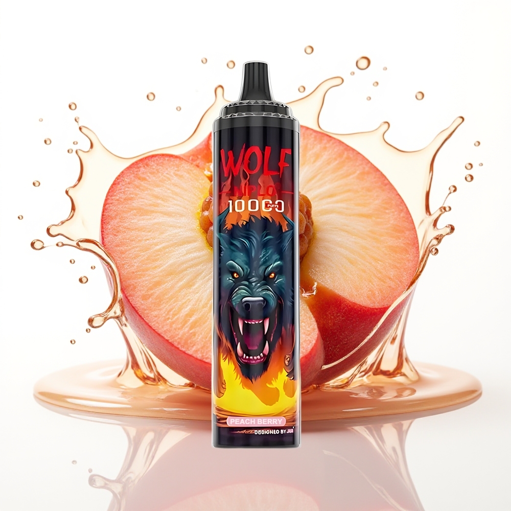 JNR Wolf Niplo 10000 Puffs 20ml 5% Enočrtna Zvitka Breskva Jagoda