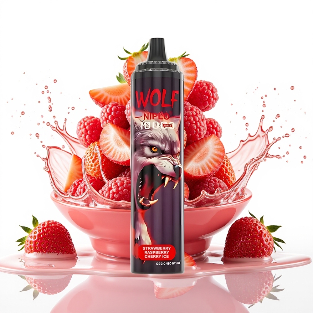JNR Wolf Niplo 10000 Puffs 20ml Jagoda Malina Češnja Led