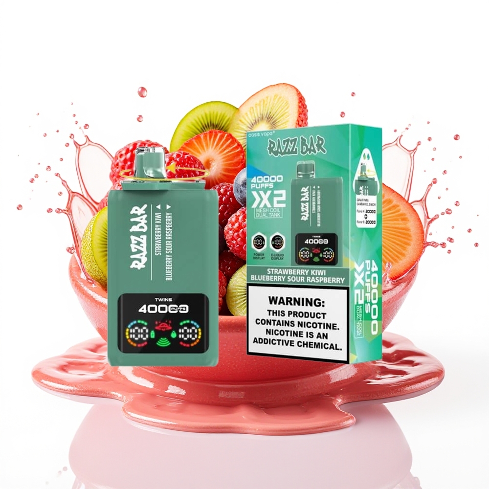 Razz Bar 40000 Puffs Tipkovni Zaslon 1.0Ohm 2 Jagoda Kivi - Borovnica Kisla Malina