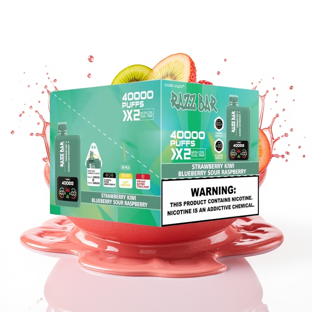 Razz Bar 40000 Puffs Tipkovni Zaslon 1.0Ohm 2 Jagoda Kivi - Borovnica Kisla Malina