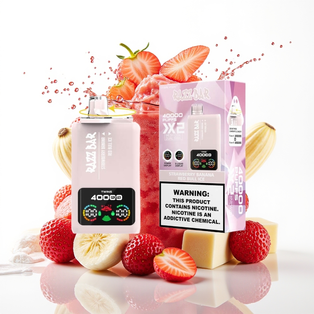 Razz Bar 40000 Puffs Tipkovni Zaslon 650 Mah Jagoda Banana - Red Bull Led