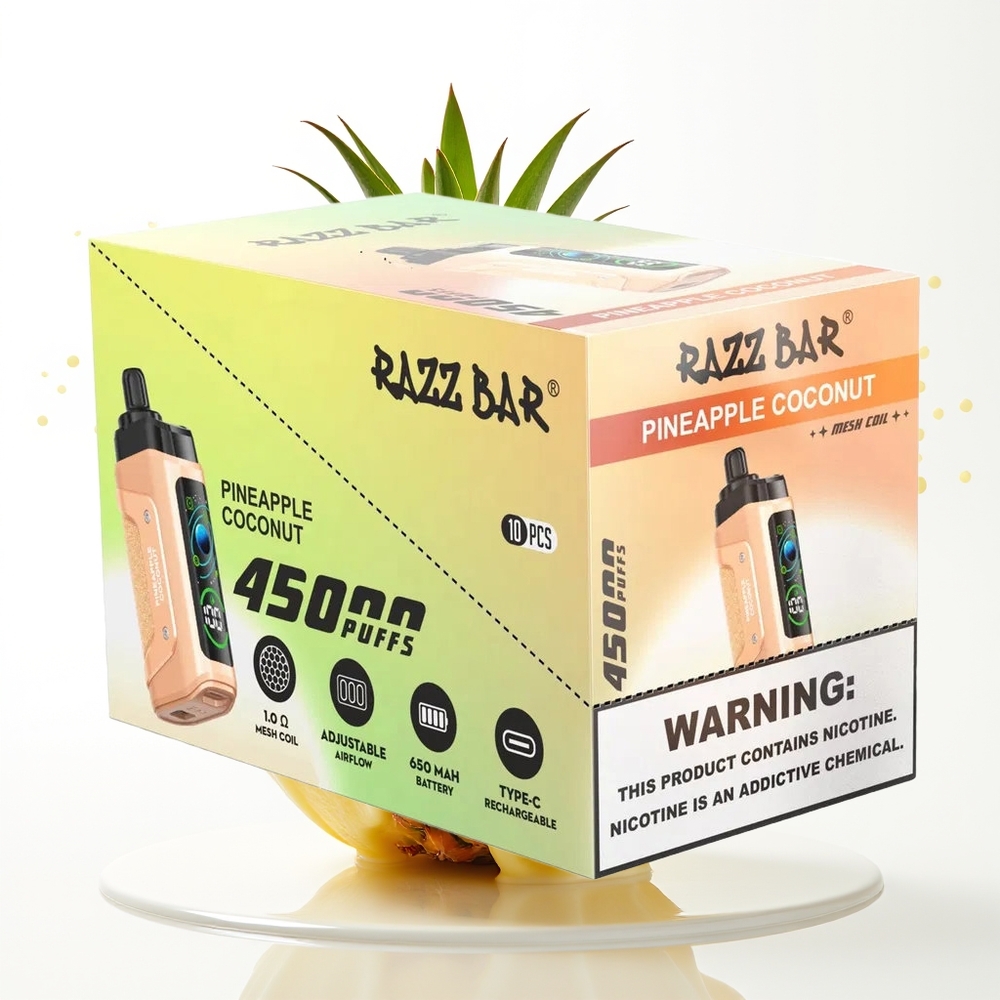 Razz Bar 45000 Puffs Enkratna Vape Ananas Kokos 1.0 Ohm Mesh 20 mg/ml