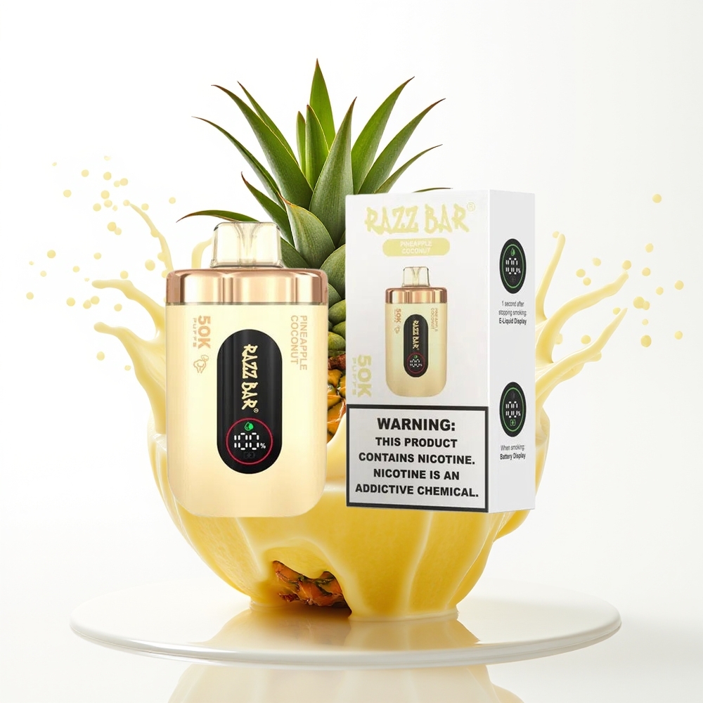 Razz Bar 50K Puffs Enkratna Vape Ananas Kokos 1.0 Ohm 650mAh